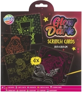 Images à gratter luminescentes – motif fille, lot de 4 pcs