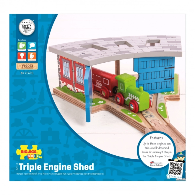 Dépôt triple Bigjigs Rail avec portes