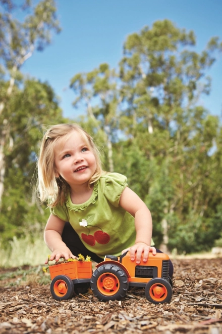 Tracteur avec remorque orange de Green Toys