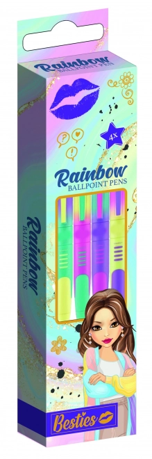 Stylos à bille arc-en-ciel Besties 4 pcs