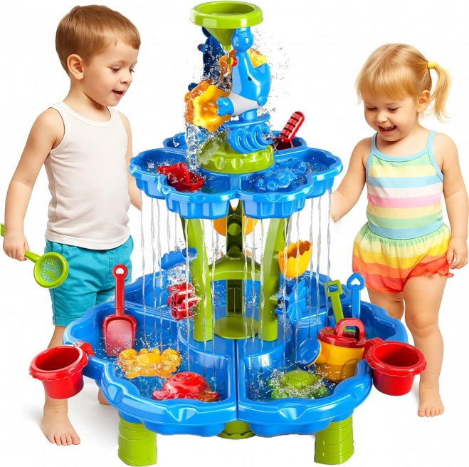 Table d’eau et bac à sable 2-en-1 XXL avec fontaine et dauphin Woopie