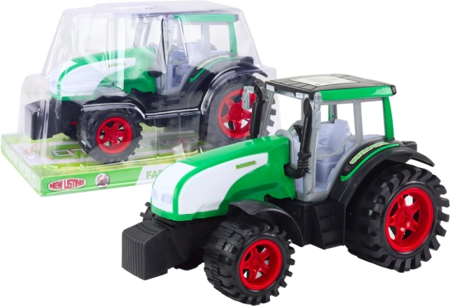 Grand tracteur de ferme vert à inertie