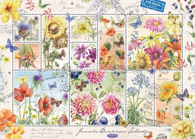 Puzzle Jumbo estivales timbres floraux 1000 pièces