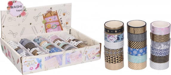 Ruban washi décoratif 1,5 cm × 3 m – motifs variés