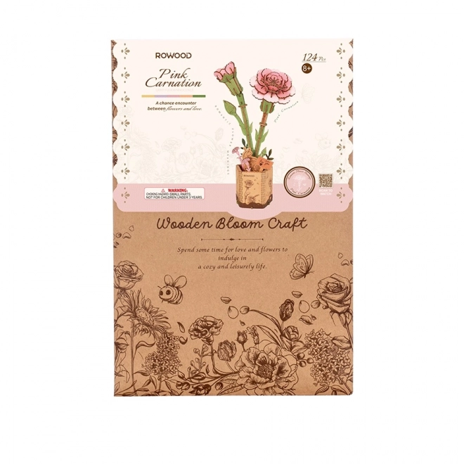 Puzzle 3D en bois Œillet Rose