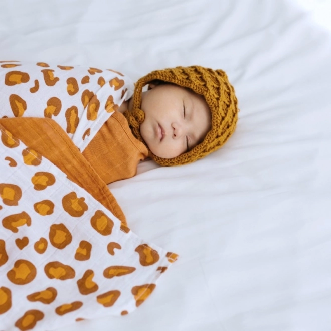 Tommy Lise Lange en mousseline de coton Leopard Blanc 120x120 cm