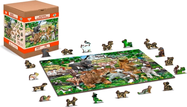 Puzzle en bois maternelle à la ferme 2-en-1