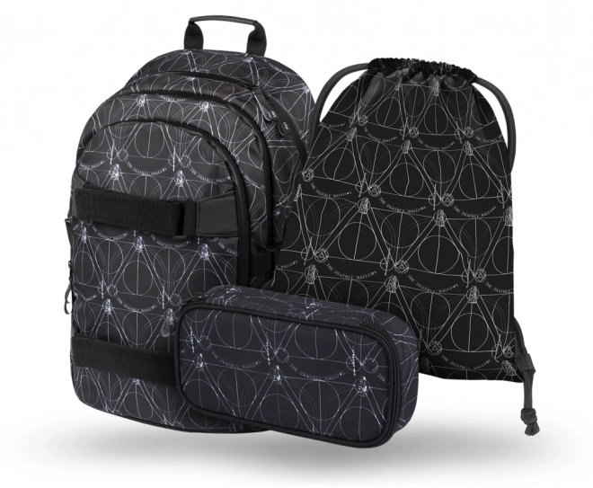 ENSEMBLE BAAGL 3 PIÈCES Skate Harry Potter Reliques de la Mort: sac à dos, trousse, sac