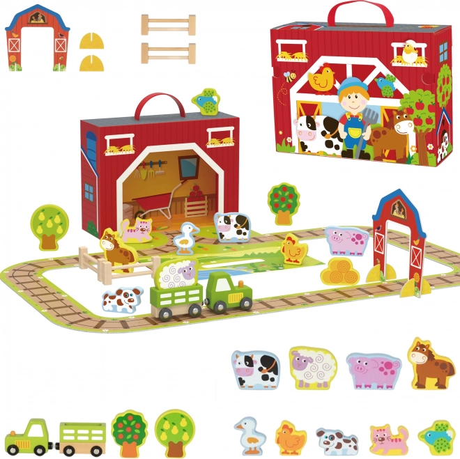 Ferme en bois dans une valise Tooky Toy