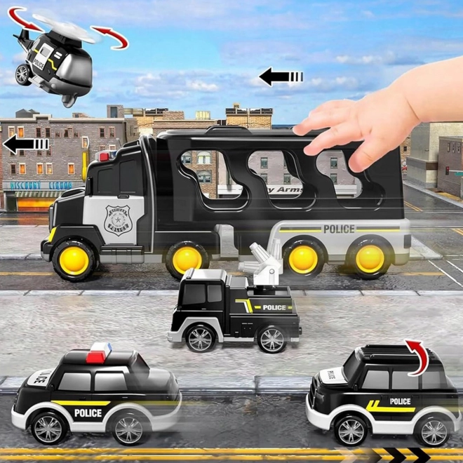 Camion de remorquage policier Woopie avec un ensemble de 5 véhicules