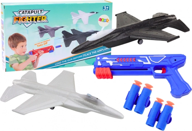 Pistolet bleu à double fonction avec lanceur d’avions