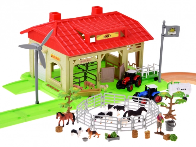 Mega grande ferme avec tracteurs et animaux