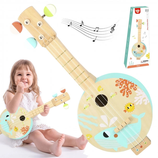 Banjo en bois pour enfants avec motif marin