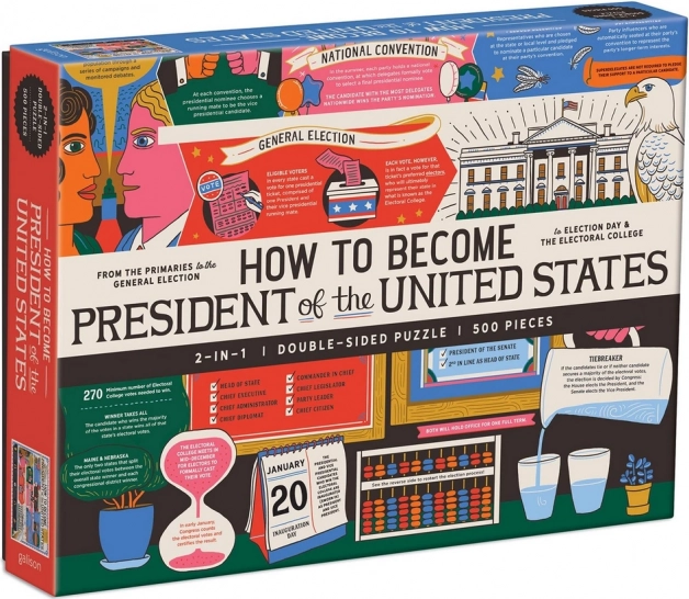 Puzzle recto-verso Comment devenir président des États-Unis 500 pièces GALISON