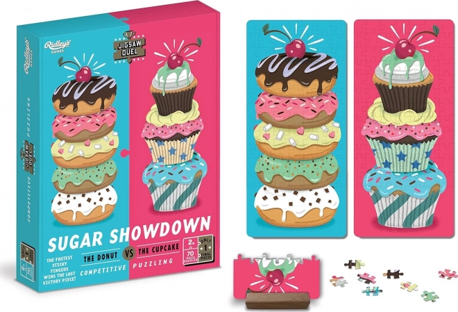 Puzzle Duel Doux règlement de comptes : donut vs cupcake 2×70 pièces