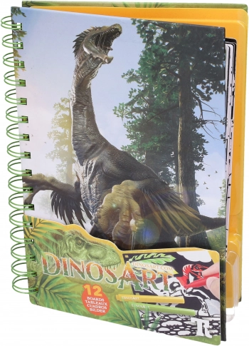 Coloriages en velours DINOSART – dinosaures, 12 planches et mini feutres