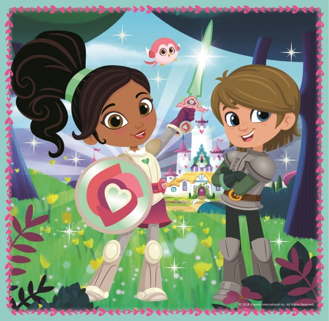 TREFL Puzzle Nella, princesse chevalière et son monde 3 en 1 (20, 36, 50 pièces)