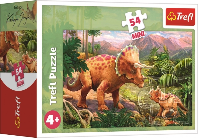 TREFL Puzzle Dinosaures incroyables : Tricératops avec son petit 54 pièces