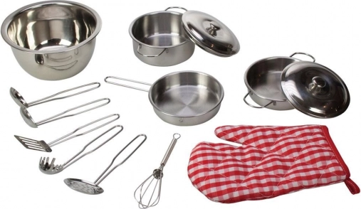 Bigjigs Toys set de batterie de cuisine en métal pour enfants