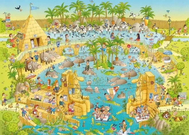 Heye Puzzle ZOO déjantée : Exposition des hippopotames 1000 pièces