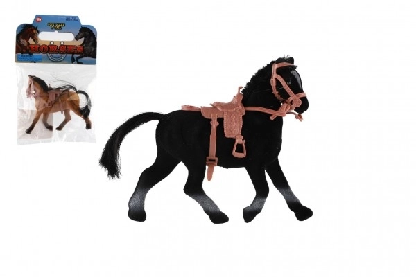 Cheval peluche avec selle 15cm 2 couleurs dans un sachet 16x24cm