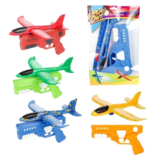 Avion en mousse à lancé automatique avec pistolet
