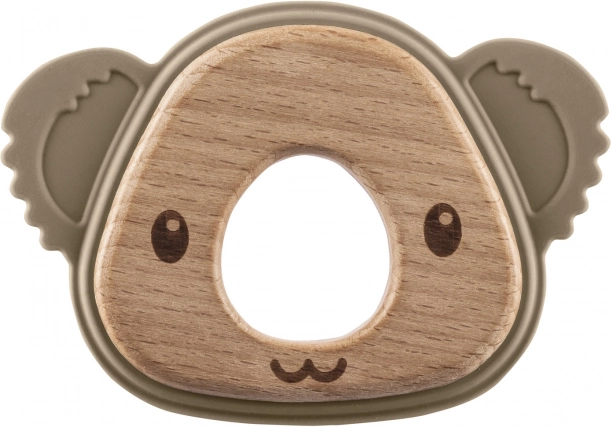 Anneau de dentition en silicone et bois Koala, sable beige