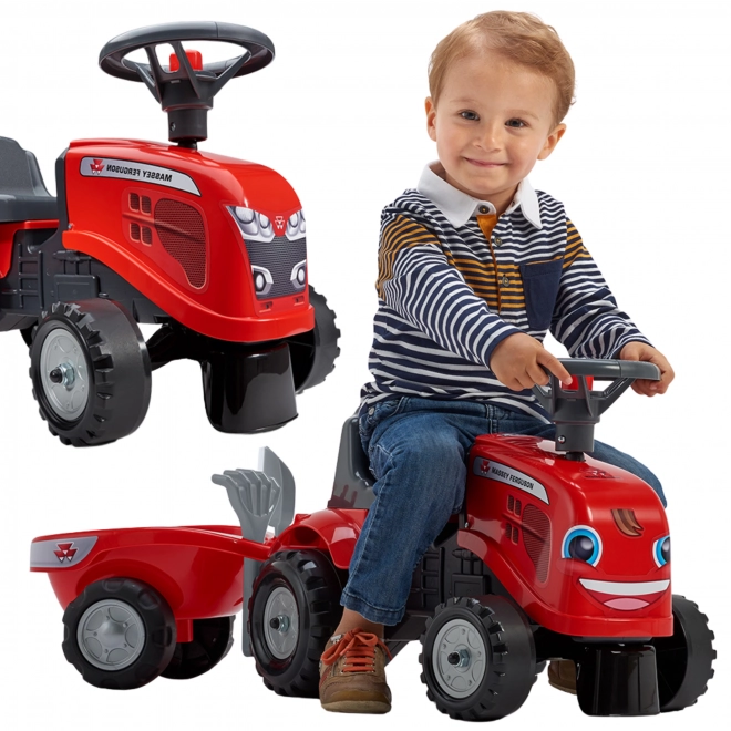 Tracteur pousseur Massey Ferguson rouge avec volant et