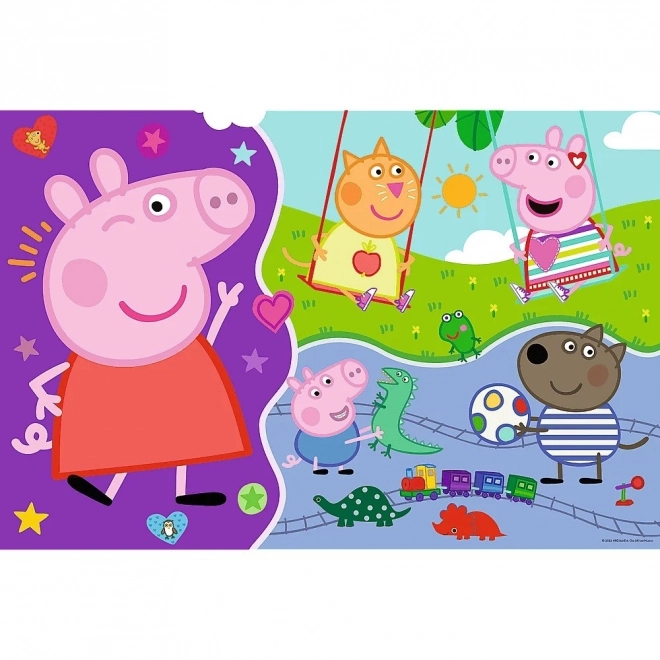 Puzzle 3 en 1 GÉANT recto-verso 15 pièces Peppa Pig 60x40cm en boîte 40x27x6cm 24m+