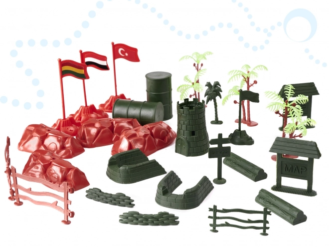 Ensemble de soldats en plastique avec accessoires - 307 pièces