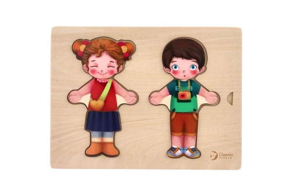Puzzle en bois habillage - fille et garçon