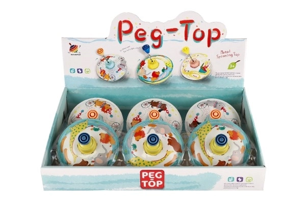 Toupie tournante diamètre 12cm métal 2 couleurs 6 pièces en boîte