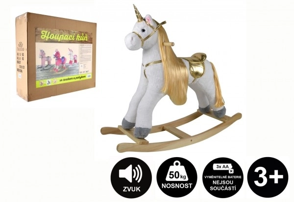 Licorne à bascule en peluche blanche avec effets