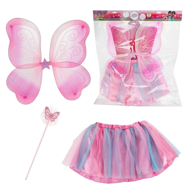 Costume de carnaval fée rose avec ailes