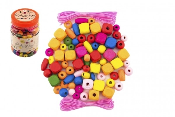 Perles en bois colorées avec élastiques