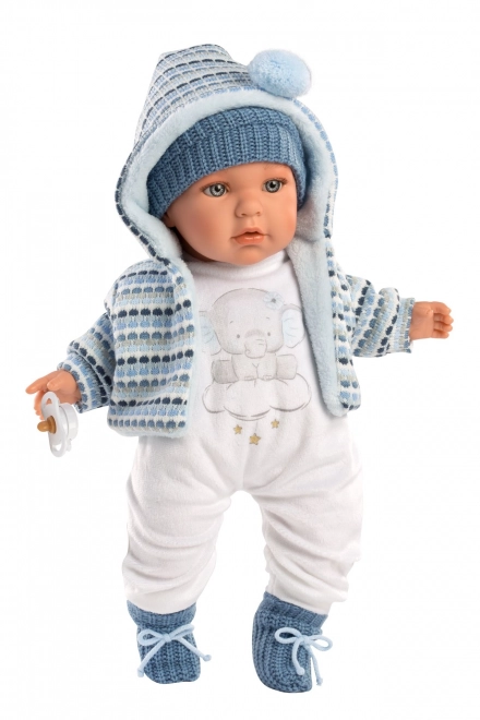 Llorens 42405 BABY ENZO - poupée réaliste avec sons et corps en tissu doux - 42 cm
