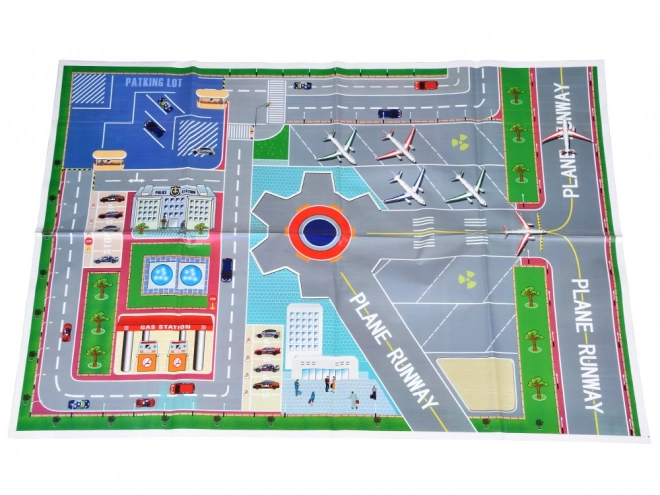 Grand ensemble Aéroport avec parking, avions et voitures