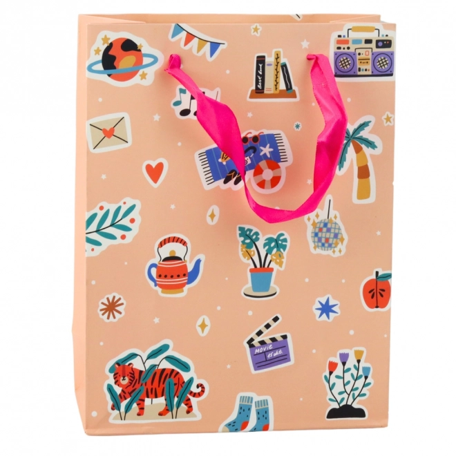 Sac cadeau avec motif d'autocollants