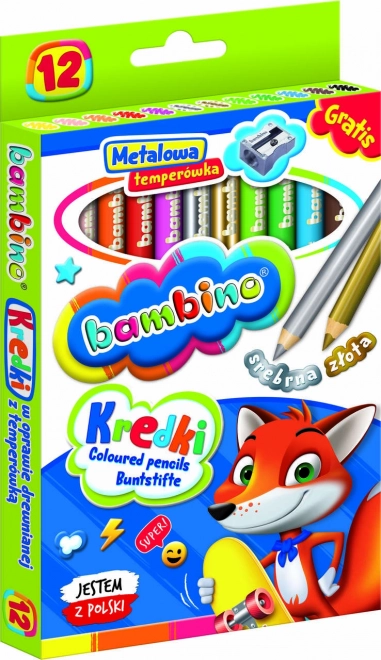 Crayons de couleur avec taille-crayon Bambino - 12 pièces