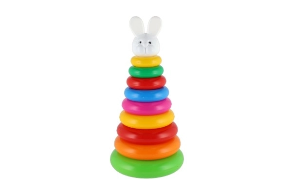 Pyramide à empiler avec anneaux en plastique 28 cm ass. 2 types en filet 12m+