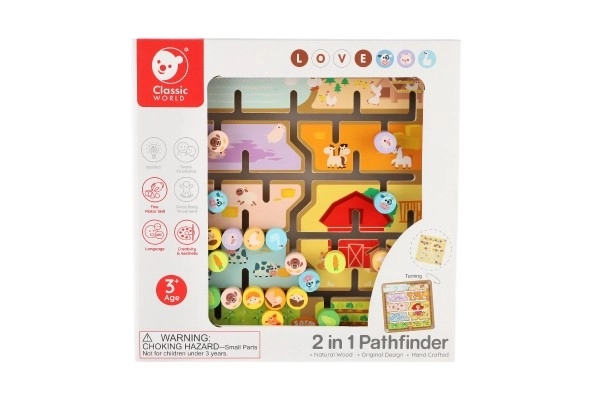 Labyrinthe éducatif en bois 2 en 1