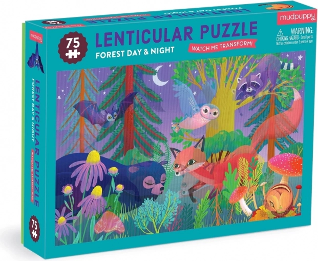 Puzzle à effet lenticulaire Forêt de jour et de nuit 75 pièces