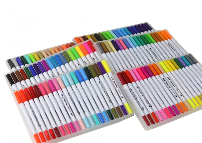 Stylos doubles face 80 pièces dans un organiseur de différentes couleurs