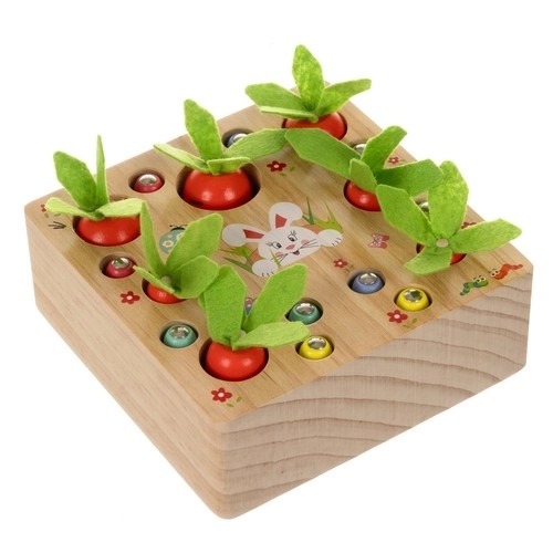 Jeu en bois Montessori 2-en-1 - Jardin de carottes pour enfants