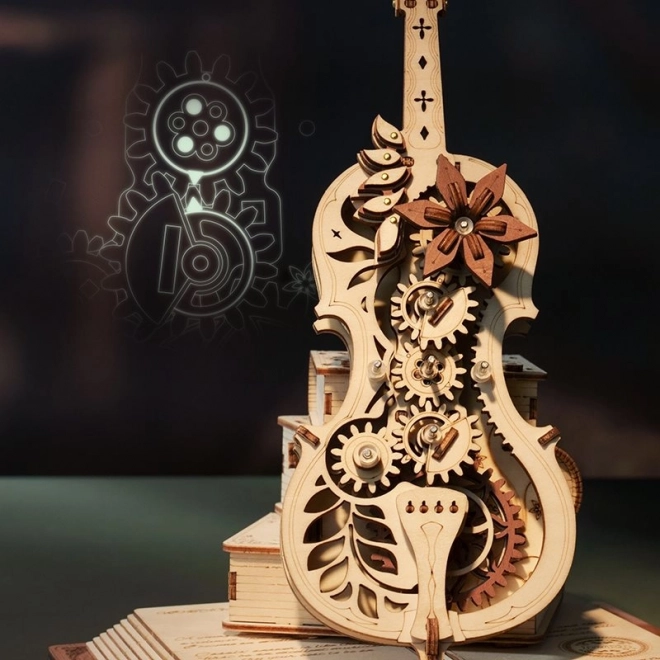Casse-tête mécanique en bois RoboTime Violoncelle Magique (moteur électrique)