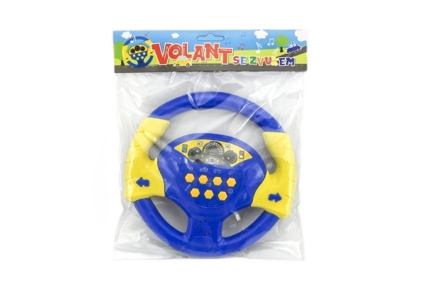 Volant en plastique bleu 20cm à piles avec son dans un sac design tchèque