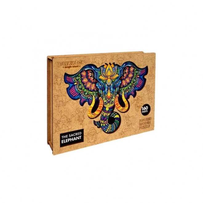 Puzzle en bois coloré magique - Éléphant Sacré