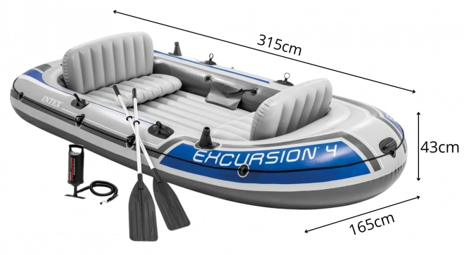 Bateau gonflable Excursion 4 pour 4 personnes avec pagaies et pompe