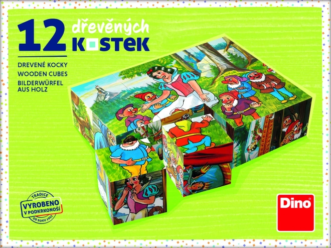 Cubes Kubus Blanche-Neige bois 12 pièces dans une boîte 16x12x4cm