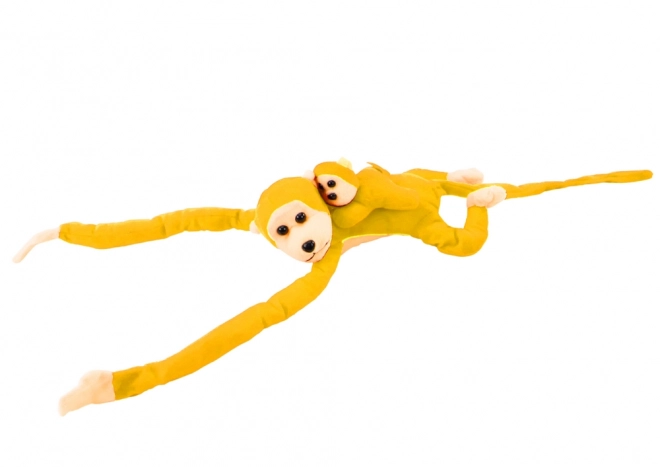 Singe en peluche avec bébé jaune 70 cm